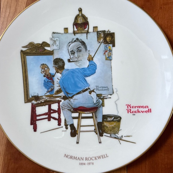 Norman Rockwell “Triple Self Portrait” Plate - Picture 2 of 6